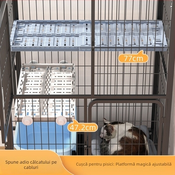 Kit de accesorii pentru cușcă de pisici: platformă retractabilă, despărțitor tip vilă, renovare pentru al doilea etaj, reglabil, universal