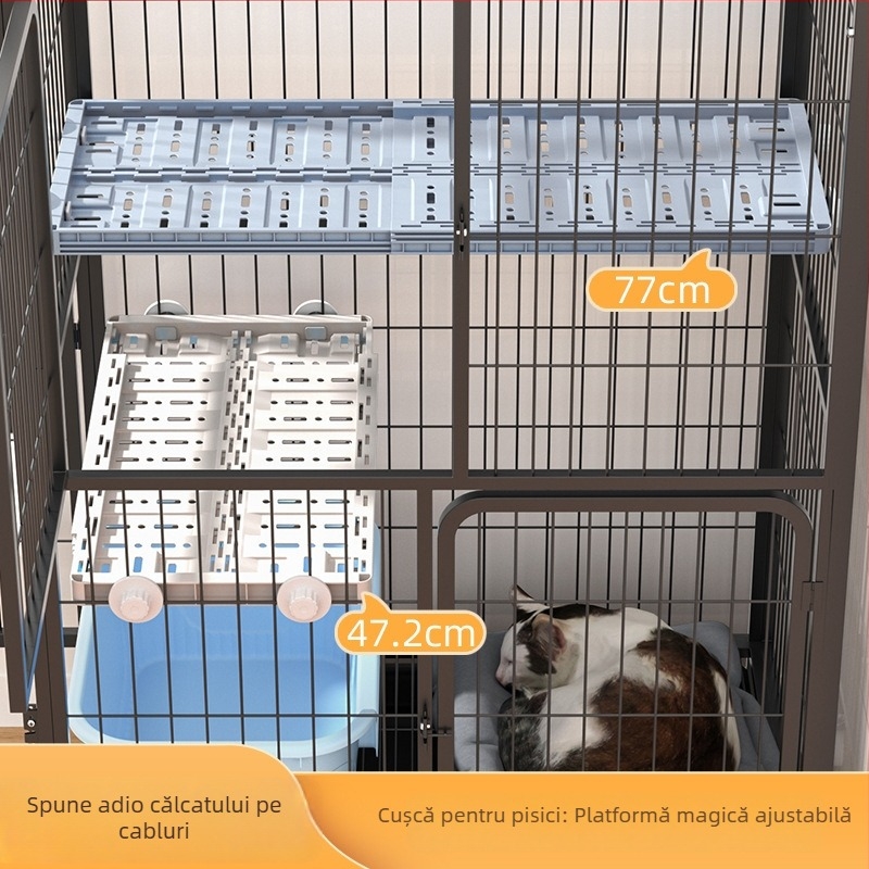 Kit de accesorii pentru cușcă de pisici: platformă retractabilă, despărțitor tip vilă, renovare pentru al doilea etaj, reglabil, universal
