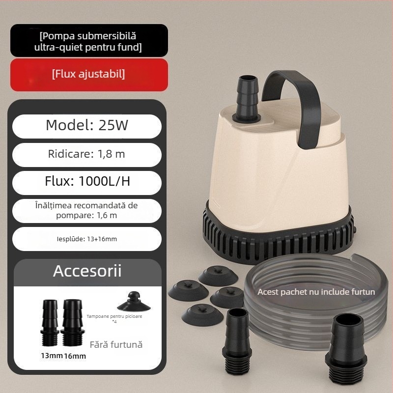 Pompa submersibilă pentru acvariu – aspirație din partea de jos, circulație prin filtru, extrem de silențioasă, ABS material, pentru schimbarea apei