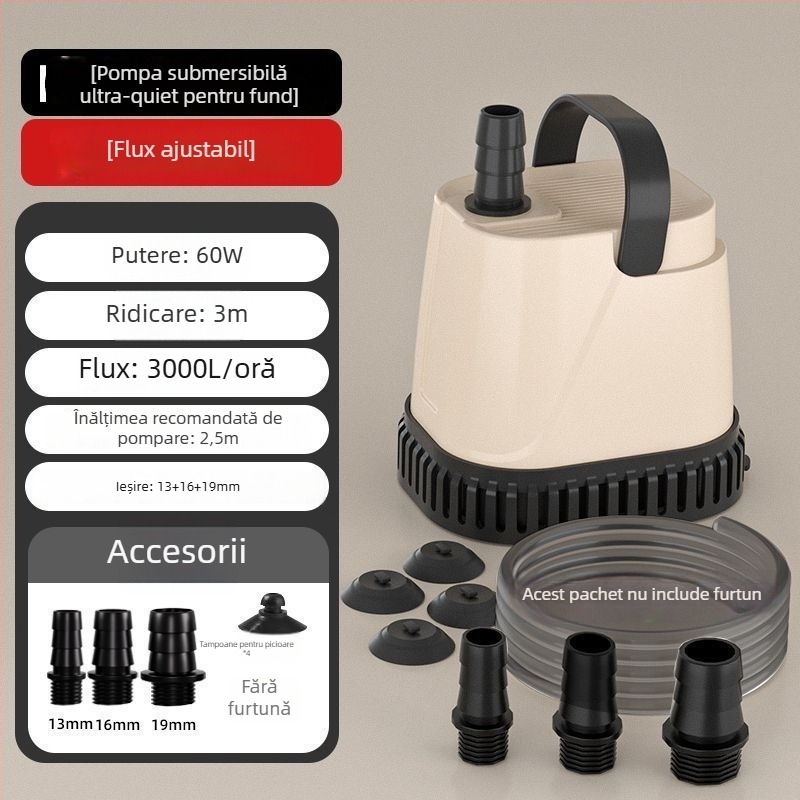 Pompa submersibilă pentru acvariu – aspirație din partea de jos, circulație prin filtru, extrem de silențioasă, ABS material, pentru schimbarea apei