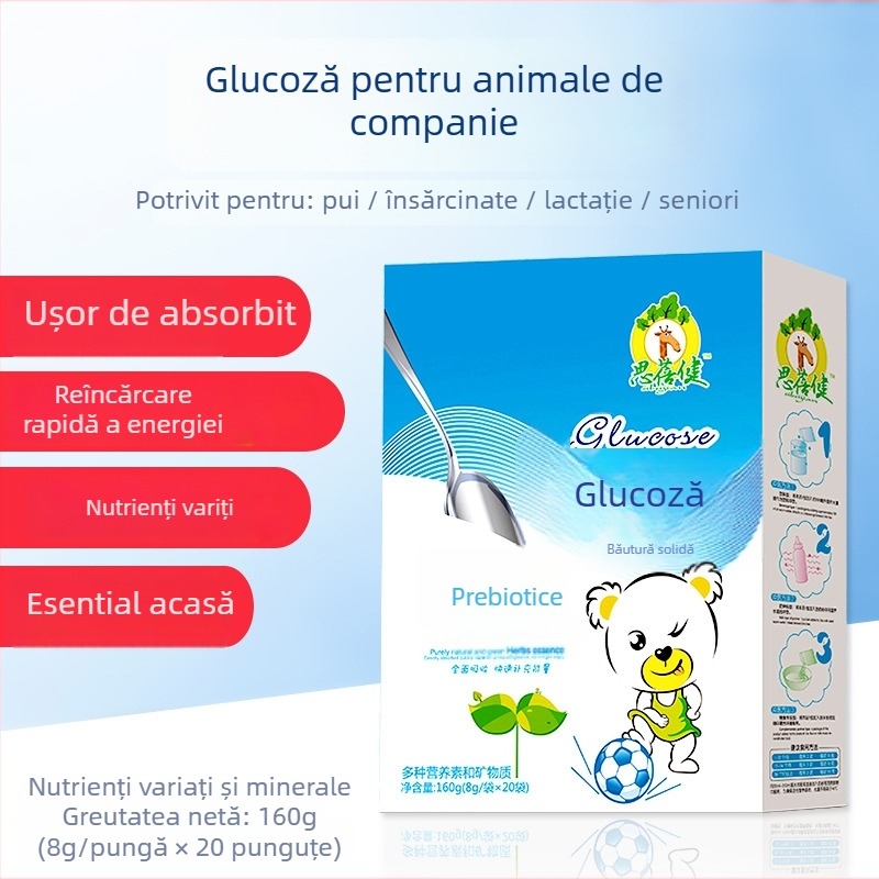 Glucoză comestibilă cu electroliți pentru animale de companie mici – ambalaj în cutie, potrivită pentru iepuri, porcușori de Guineea și alte animale mici