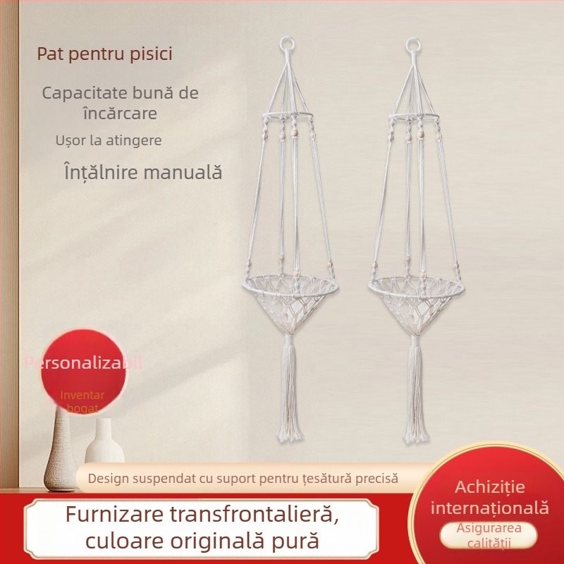 Pat pentru pisici, țesut manual, suspendat - sfoară din bumbac, Brand Xinqite, Modelul 01, Pat pentru animale de companie/Cușcă