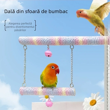 Cuier pentru papagal cu sfoară dublă din bumbac, balans, șlefuirea ghearelor, jucărie de cățărare cu priză ușoară