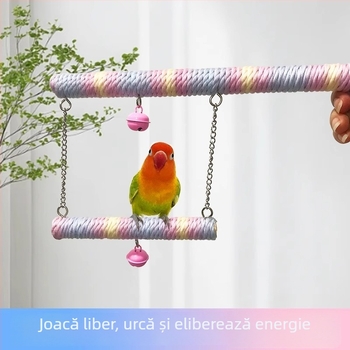 Cuier pentru papagal cu sfoară dublă din bumbac, balans, șlefuirea ghearelor, jucărie de cățărare cu priză ușoară