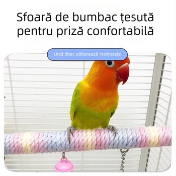 Cuier pentru papagal cu sfoară dublă din bumbac, balans, șlefuirea ghearelor, jucărie de cățărare cu priză ușoară
