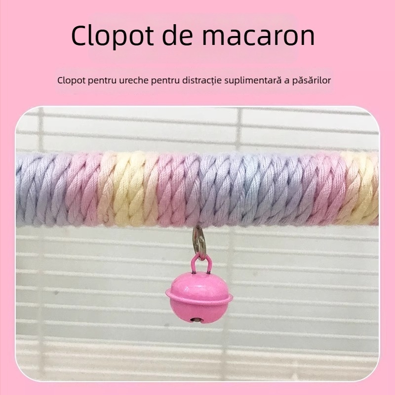 Cuier pentru papagal cu sfoară dublă din bumbac, balans, șlefuirea ghearelor, jucărie de cățărare cu priză ușoară