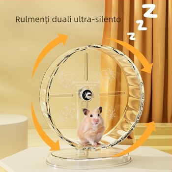 Roata de alergare pentru hamster — Silențioasă, cu suport; Material plastic; Nu este importat; Brand privat disponibil