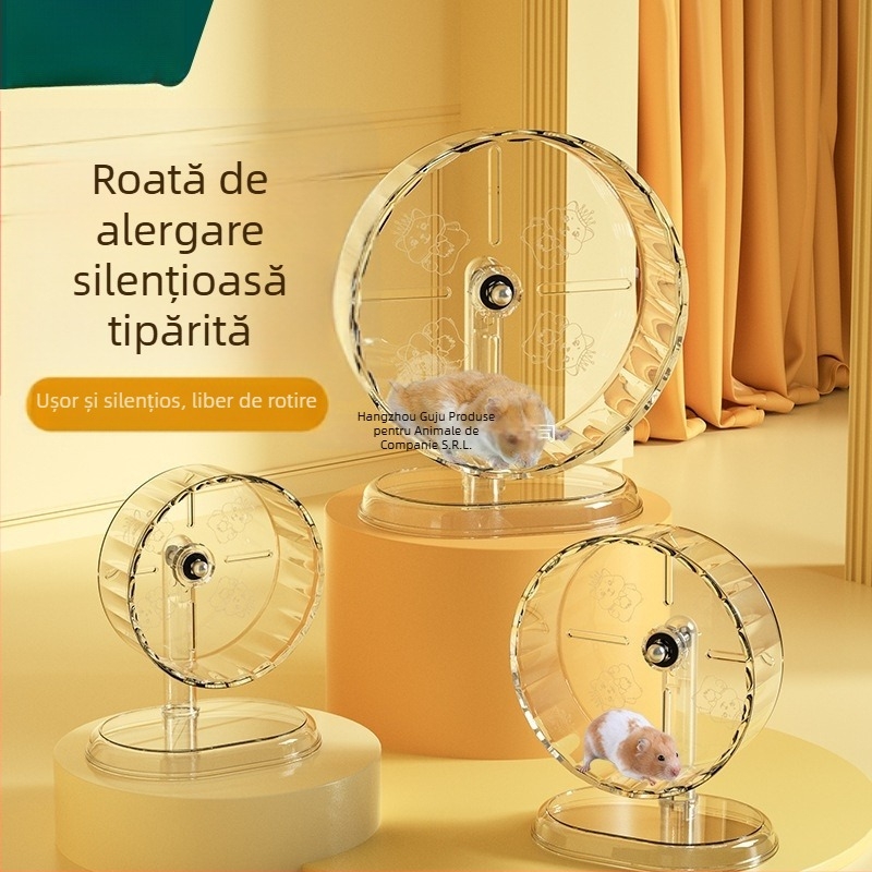 Roata de alergare pentru hamster — Silențioasă, cu suport; Material plastic; Nu este importat; Brand privat disponibil