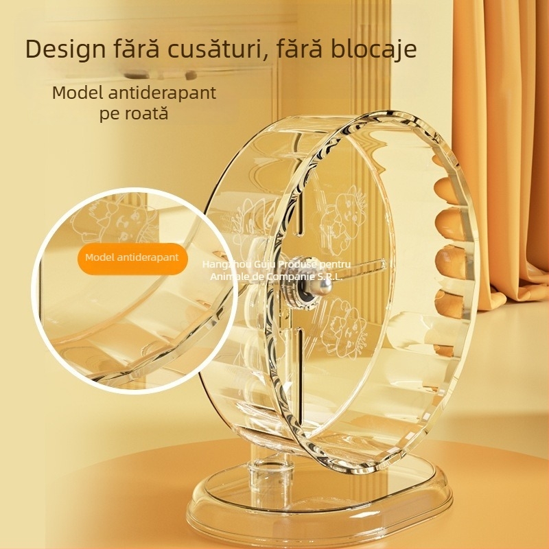 Roata de alergare pentru hamster — Silențioasă, cu suport; Material plastic; Nu este importat; Brand privat disponibil