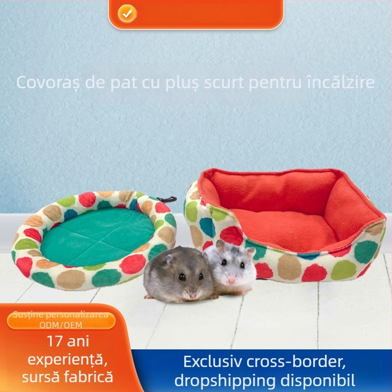 Cuib de pluș pentru hamster - formă circulară, material: țesătură, pentru hamster adult, corp mic, greutate 5 kg