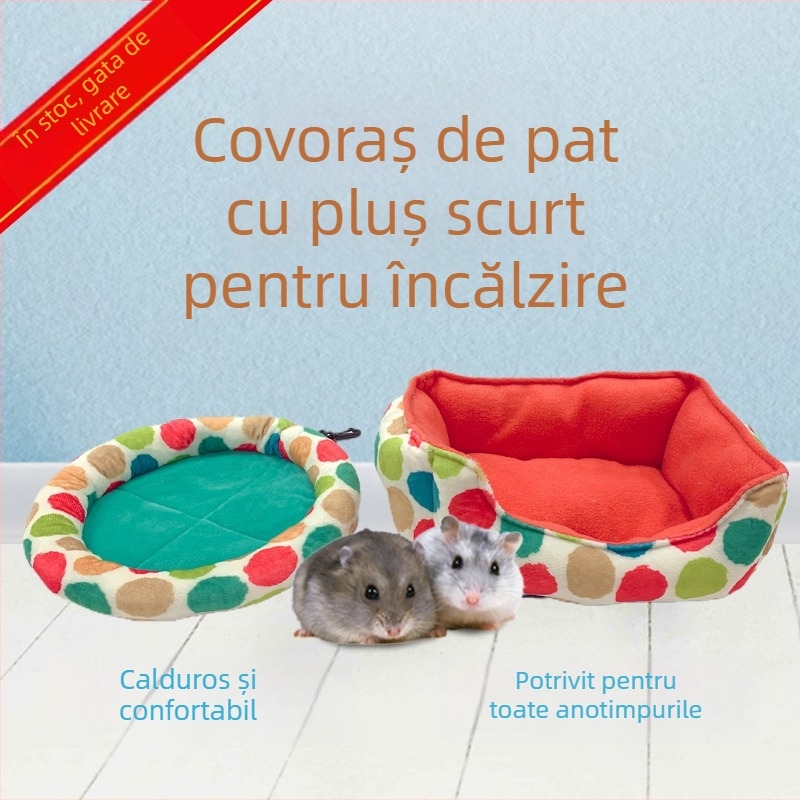 Cuib de pluș pentru hamster - formă circulară, material: țesătură, pentru hamster adult, corp mic, greutate 5 kg