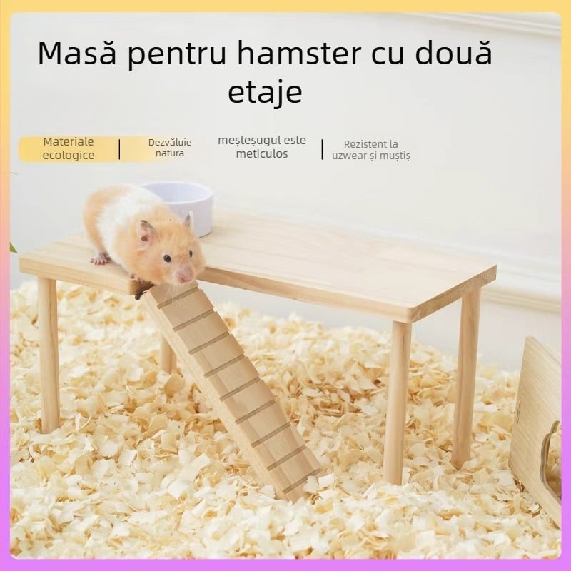 Platformă din lemn pentru hamster pentru decorarea cuștii, lemn masiv, Importat: Nu, Marcă: Altul