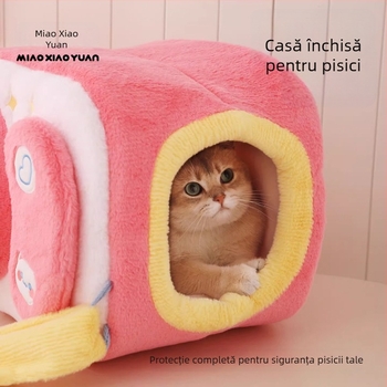 Cuib de pisică cu design închis — Material: catifea de iepure, burete, inel din oțel; Potrivit pentru: pisici; Categoria: cuiburi și cuști pentru animale de companie