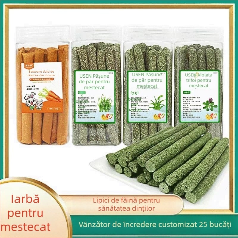 Le Rabbit Grass Chew Sticks for Rabbits, Chinchillas and Guinea Pigs | Dry Food 250 g | 80 boxes/box
