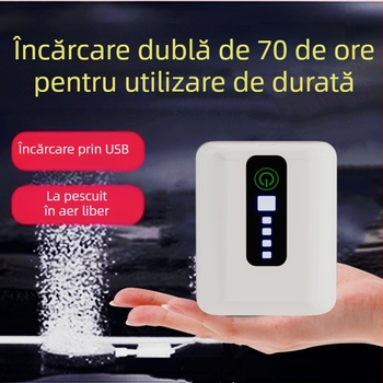 Pompa de oxigen USB pentru acvariu – baterie reîncărcabilă Li-ion, utilizare dublă pentru pescuit și activități în aer liber