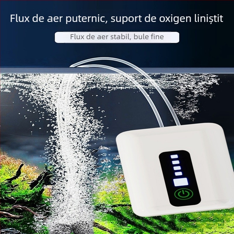 Pompa de oxigen USB pentru acvariu – baterie reîncărcabilă Li-ion, utilizare dublă pentru pescuit și activități în aer liber