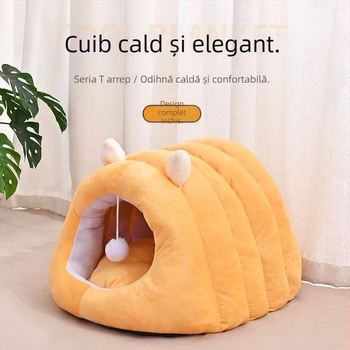 Cuib pentru animale de companie All-Season pentru pisici și câini mici, pluș cald, PP bumbac