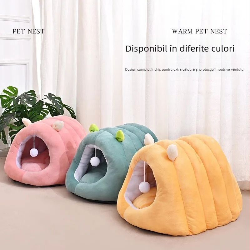 Cuib pentru animale de companie All-Season pentru pisici și câini mici, pluș cald, PP bumbac