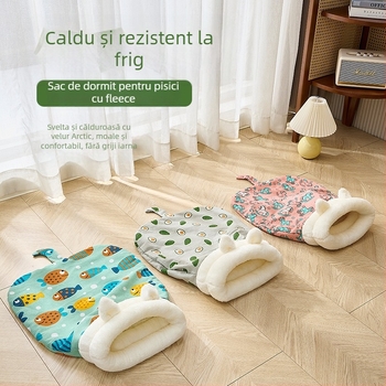Cuib pentru pisici, căldură de iarnă, design semiînchis, material: pânză, pentru pisici