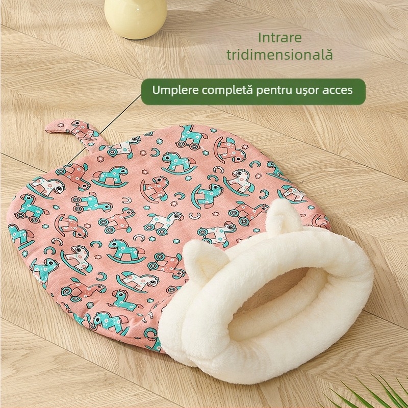 Cuib pentru pisici, căldură de iarnă, design semiînchis, material: pânză, pentru pisici