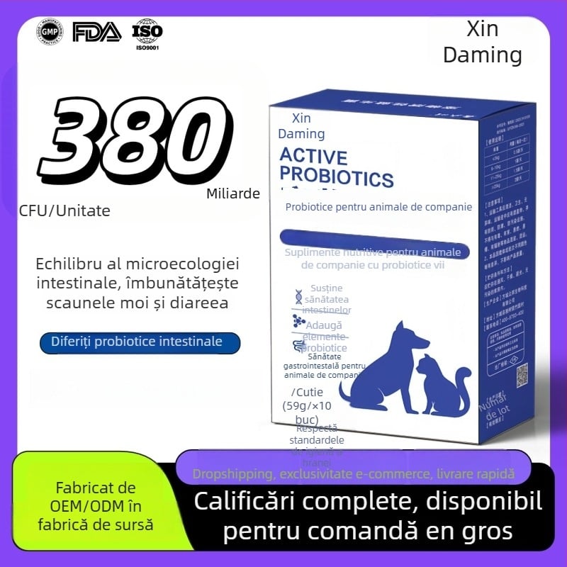 Probiotice pentru animale de companie (pisici și câini), utilizare generală, 50 g pe cutie, 100 cutii pe carton, Xin daming