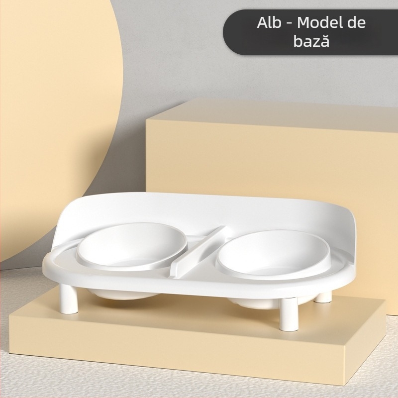 Berigi Set Ceramic pentru Pisică cu Două Boluri pentru Hrănire și Apă, Design Anti-derapare