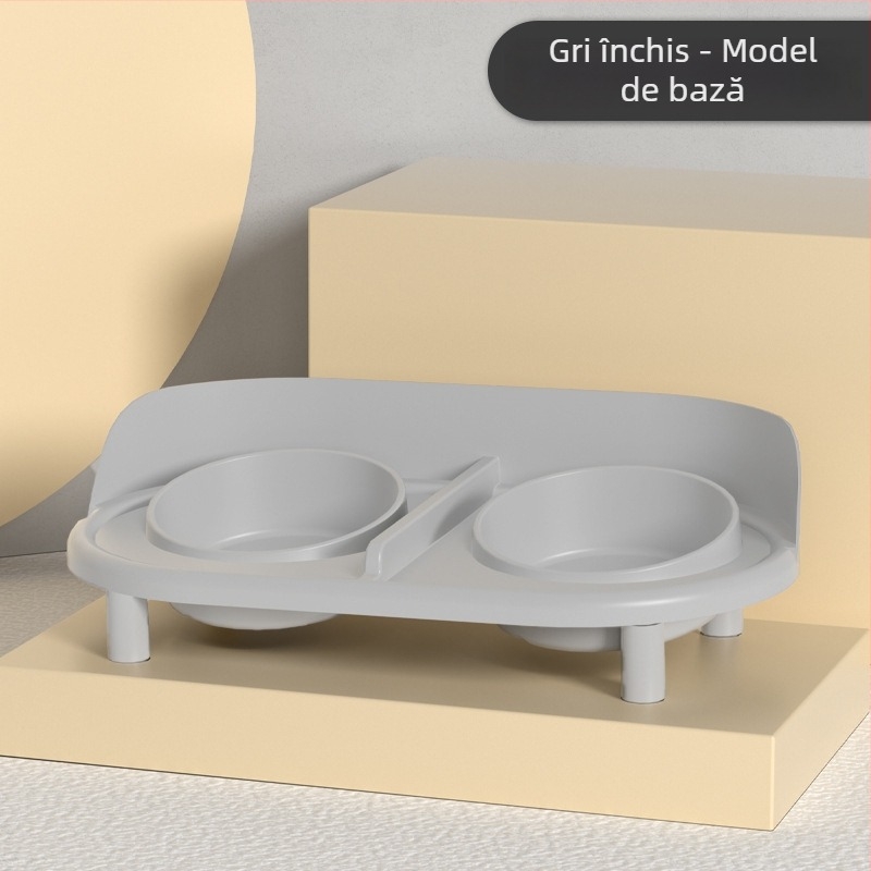 Berigi Set Ceramic pentru Pisică cu Două Boluri pentru Hrănire și Apă, Design Anti-derapare