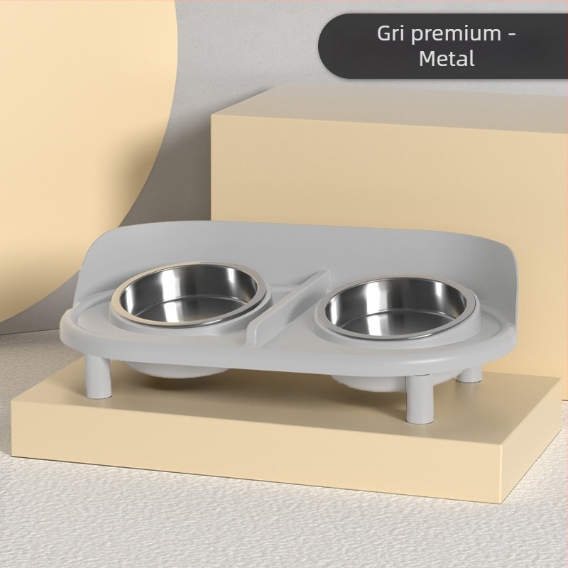 Berigi Set Ceramic pentru Pisică cu Două Boluri pentru Hrănire și Apă, Design Anti-derapare