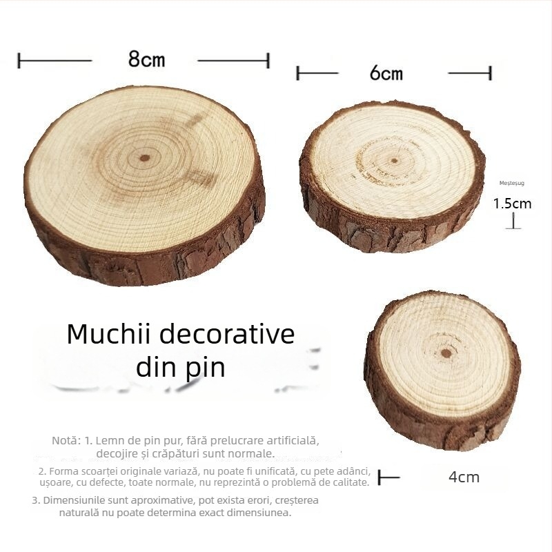 Set decorativ din lemn pentru cușca de hamster: bucăți de pin cu scoarță, stâlpi rotunzi din lemn, ornamente din lemn masiv, scări de cățărare și platformă‑gard pentru jucării