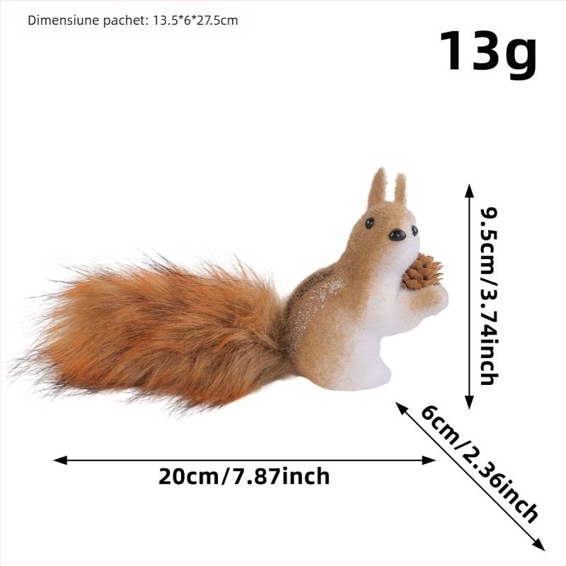 Ornament de birou din spumă în formă de veveriță, cu detalii textile – decorațiuni de Crăciun, rekvizit pentru aranjarea spațiului