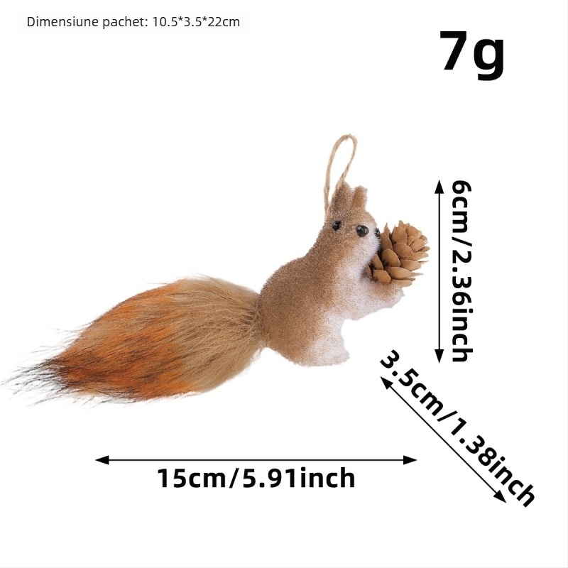 Ornament de birou din spumă în formă de veveriță, cu detalii textile – decorațiuni de Crăciun, rekvizit pentru aranjarea spațiului