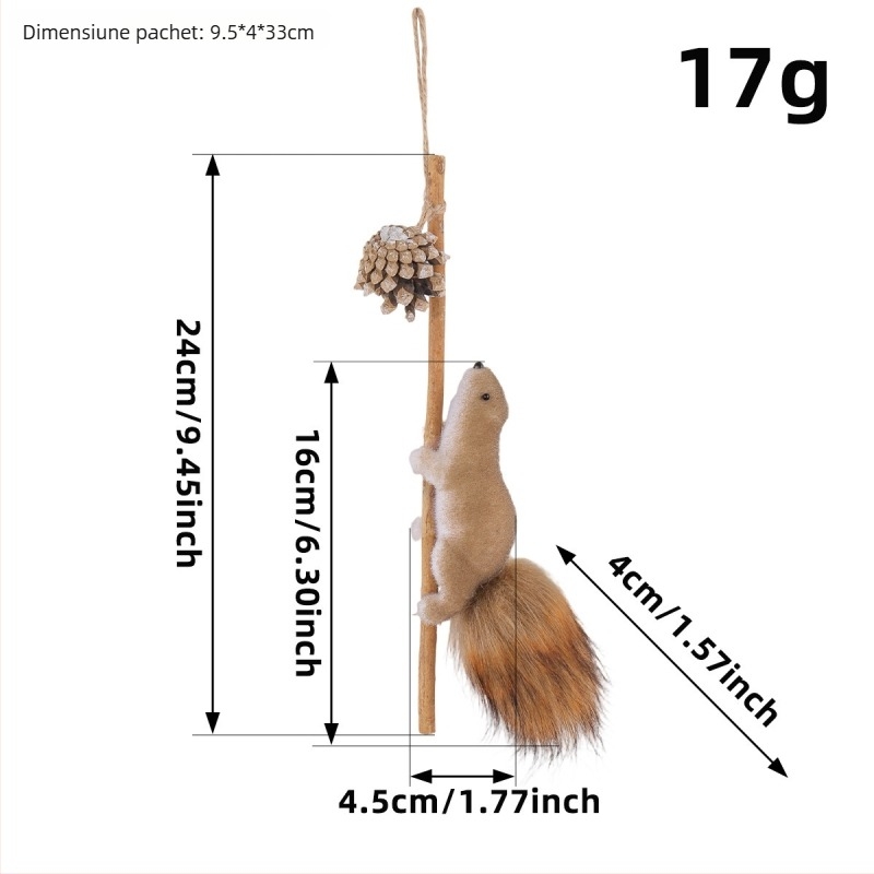 Ornament de birou din spumă în formă de veveriță, cu detalii textile – decorațiuni de Crăciun, rekvizit pentru aranjarea spațiului