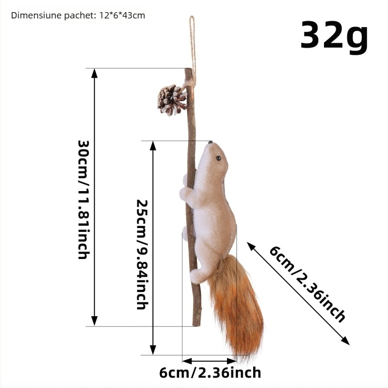 Ornament de birou din spumă în formă de veveriță, cu detalii textile – decorațiuni de Crăciun, rekvizit pentru aranjarea spațiului