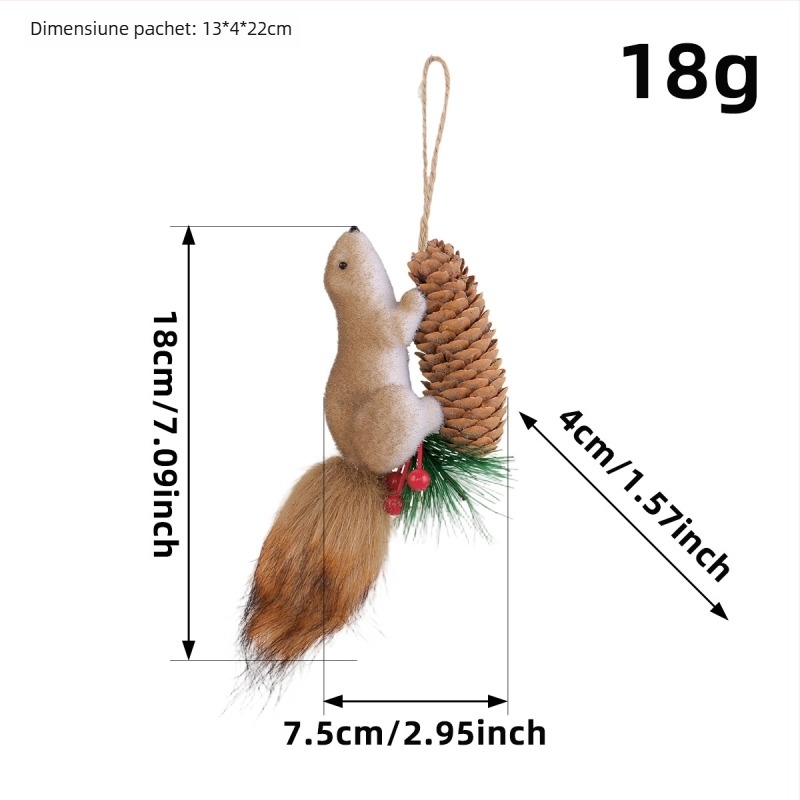 Ornament de birou din spumă în formă de veveriță, cu detalii textile – decorațiuni de Crăciun, rekvizit pentru aranjarea spațiului