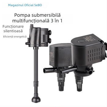 Pompa submersibilă trei în unu pentru acvariu, filtrare și oxigenare, din plastic