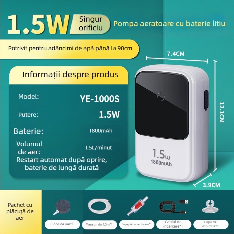 Pompa de oxigen pentru acvariu Kyung ye - Nu este importată, silențioasă, greutate 1 kg, pentru uz casnic