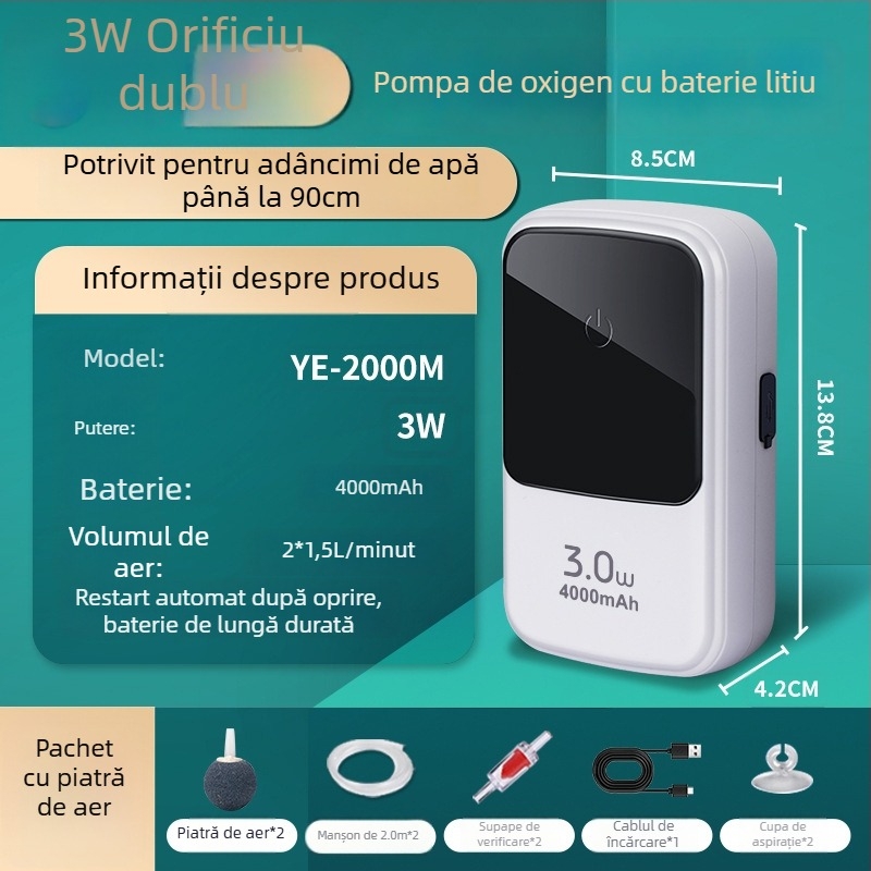 Pompa de oxigen pentru acvariu Kyung ye - Nu este importată, silențioasă, greutate 1 kg, pentru uz casnic