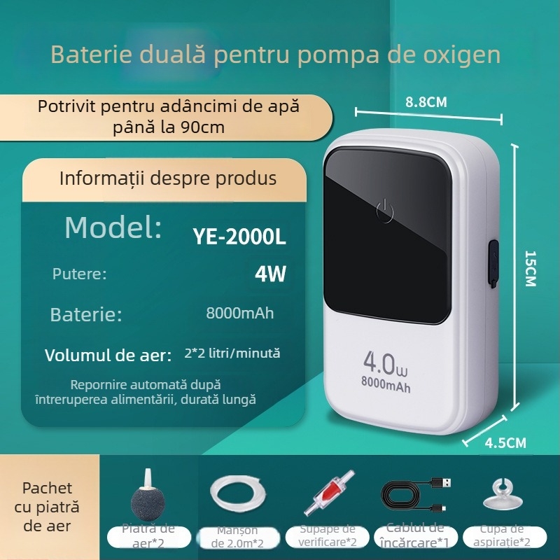 Pompa de oxigen pentru acvariu Kyung ye - Nu este importată, silențioasă, greutate 1 kg, pentru uz casnic