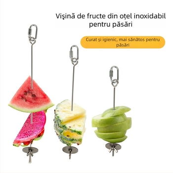 Clips pentru fructe din oțel inoxidabil pentru papagal – jucărie agățată de hrănire cu fructe, legume și porumb
