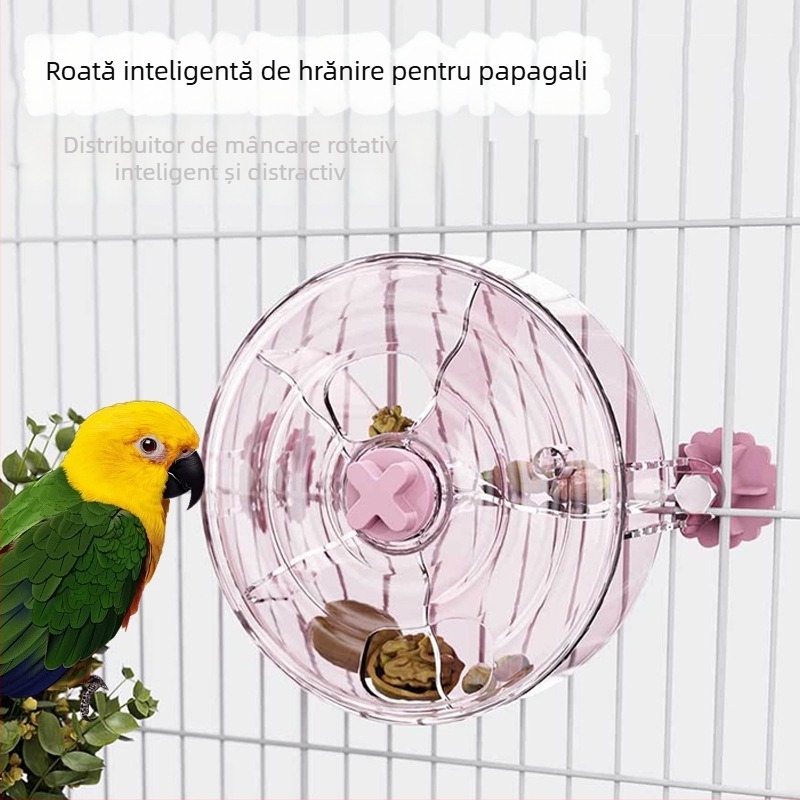 Jucărie de hrănire pentru papagal – cutie rotativă de foraj alimentar, din plastic, cod produs ch1149, brand Happy Parrot, potrivită pentru papagali și alte păsări mici