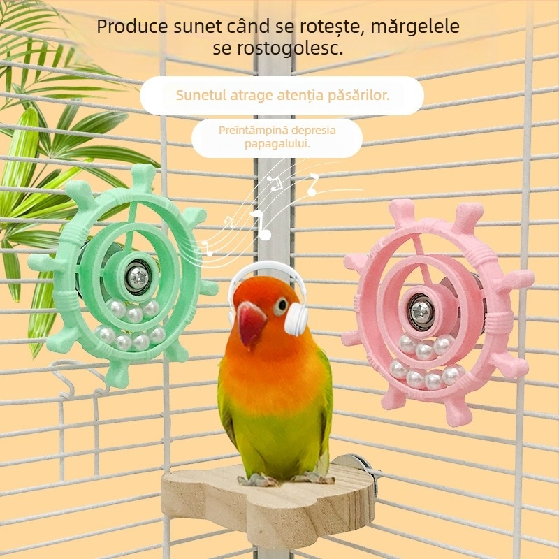 Jucărie pentru papagal cu platou rotativ — plastic, brand Hua Baishi, pentru papagali
