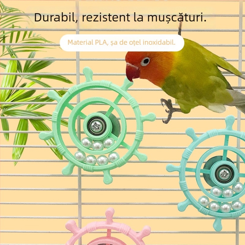 Jucărie pentru papagal cu platou rotativ — plastic, brand Hua Baishi, pentru papagali