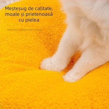 Cuib închis rotund pentru pisici, cald iarna, design spațios și norocos