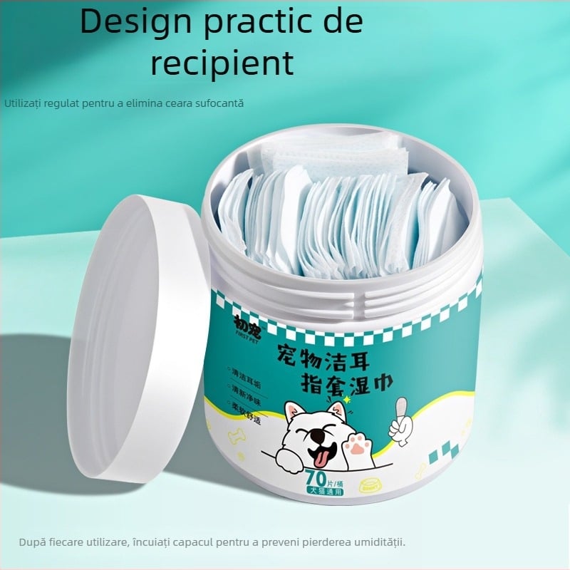 Schrijer Șervețe cu degete pentru urechi de animale de companie – Material nețesut, Curățare urechi, Utilizare generală