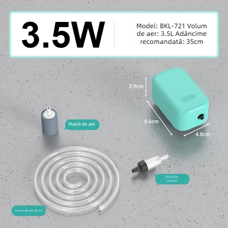 Pompă de oxigen pentru acvariu — funcționare silențioasă, Brand Yinas, greutate 176–706 g