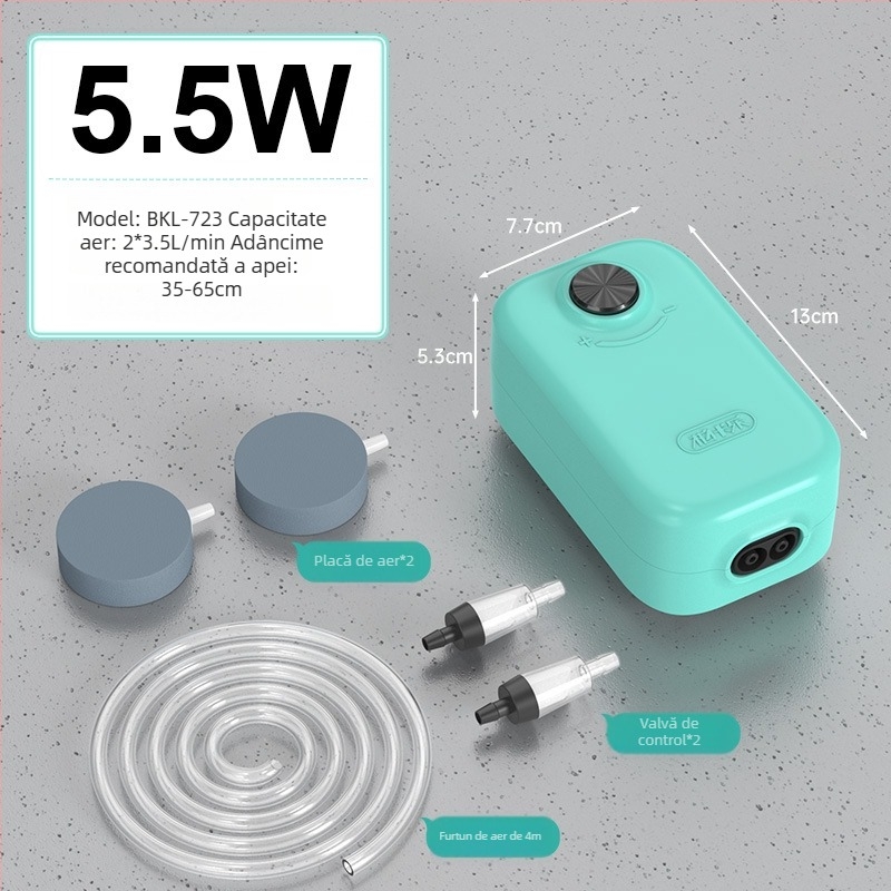 Pompă de oxigen pentru acvariu — funcționare silențioasă, Brand Yinas, greutate 176–706 g
