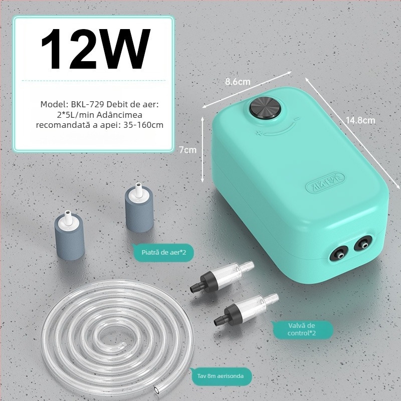 Pompă de oxigen pentru acvariu — funcționare silențioasă, Brand Yinas, greutate 176–706 g