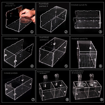 Cutie acrilică de incubare pentru acvariu – multifuncțională, izolare pentru pui de pește și creveți, montată