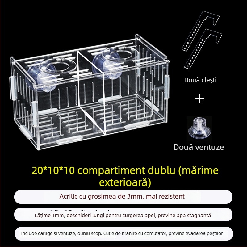 Cutie acrilică de incubare pentru acvariu – multifuncțională, izolare pentru pui de pește și creveți, montată
