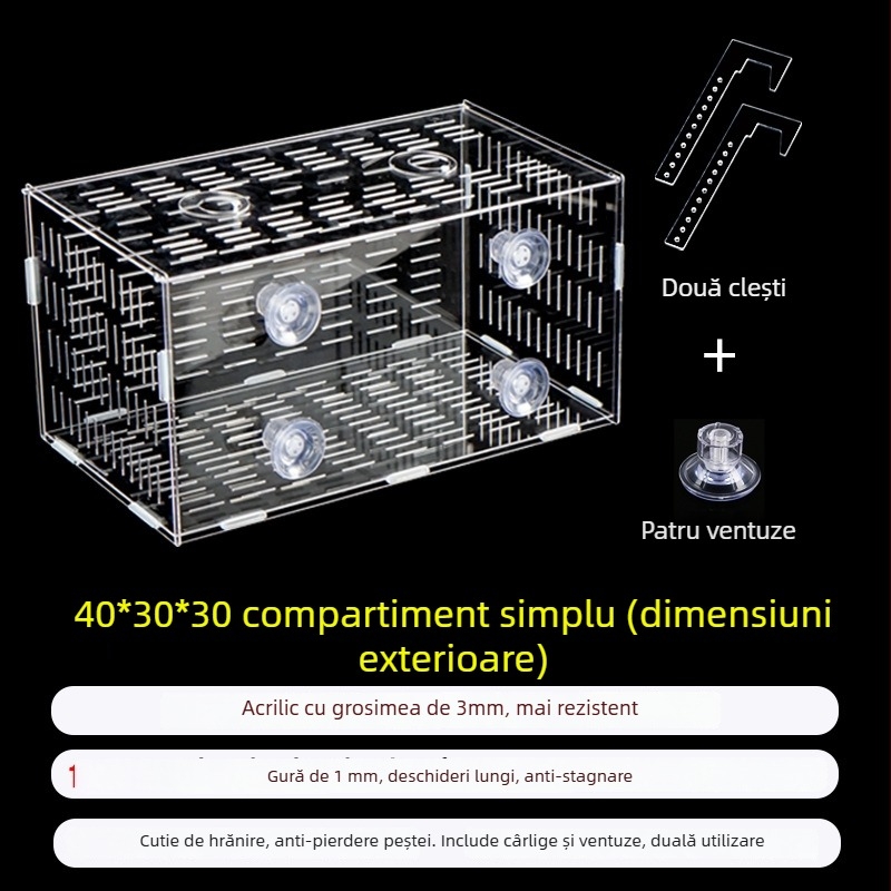 Cutie acrilică de incubare pentru acvariu – multifuncțională, izolare pentru pui de pește și creveți, montată